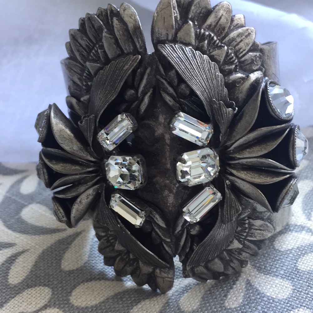 Piazza Sempione Silver Tone and Rhinestone Cuff Excellent Condition